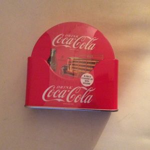 Coke 6 pc Coaster Set with Metal Holder